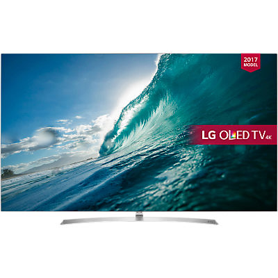 LG OLED55B7V OLED HDR 4K Ultra HD Smart TV, 55 with Freeview Play, Dolby Atmos, Picture-On-Metal Design & Crescent Stand, Silver